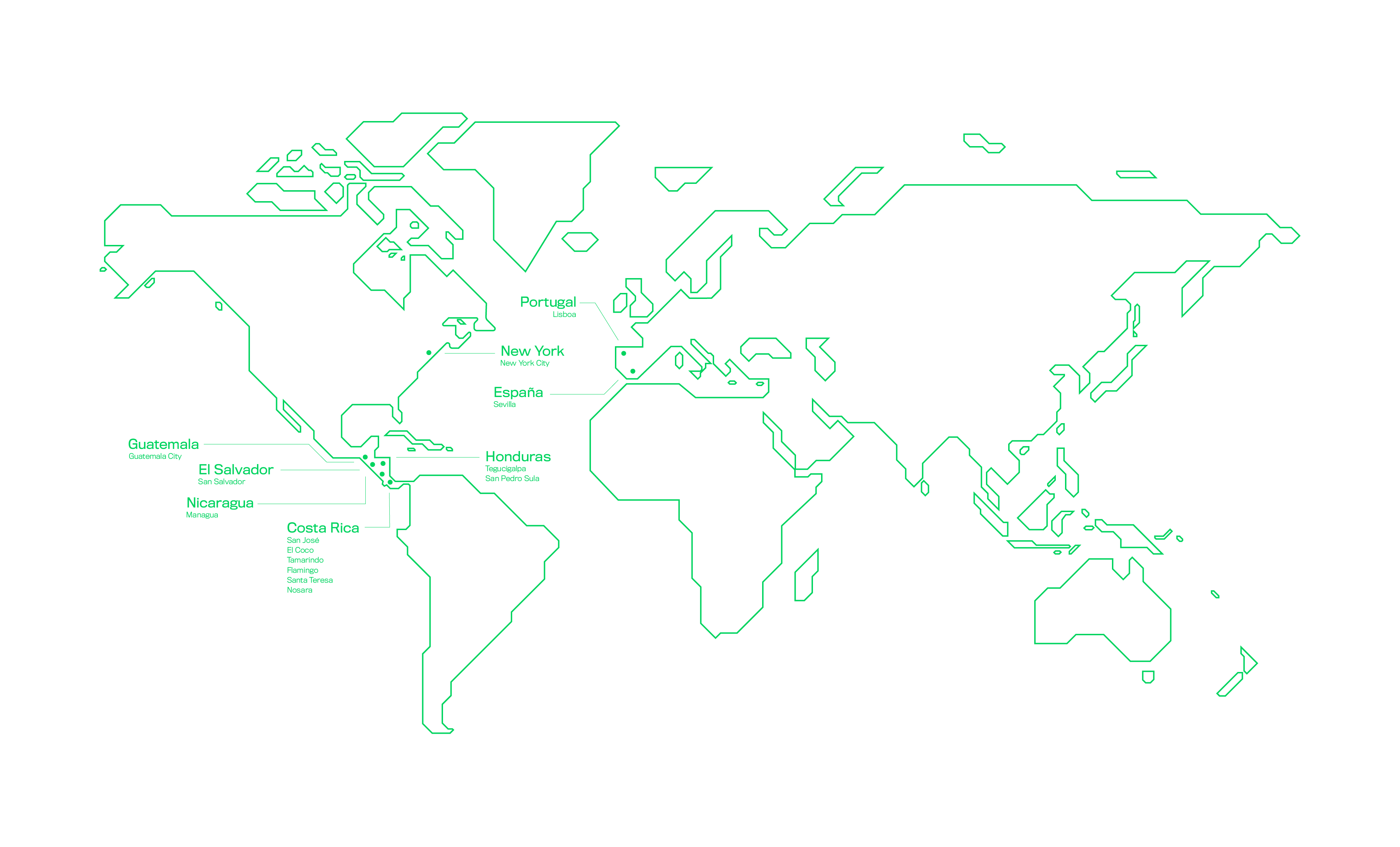 12 locations on the American continent