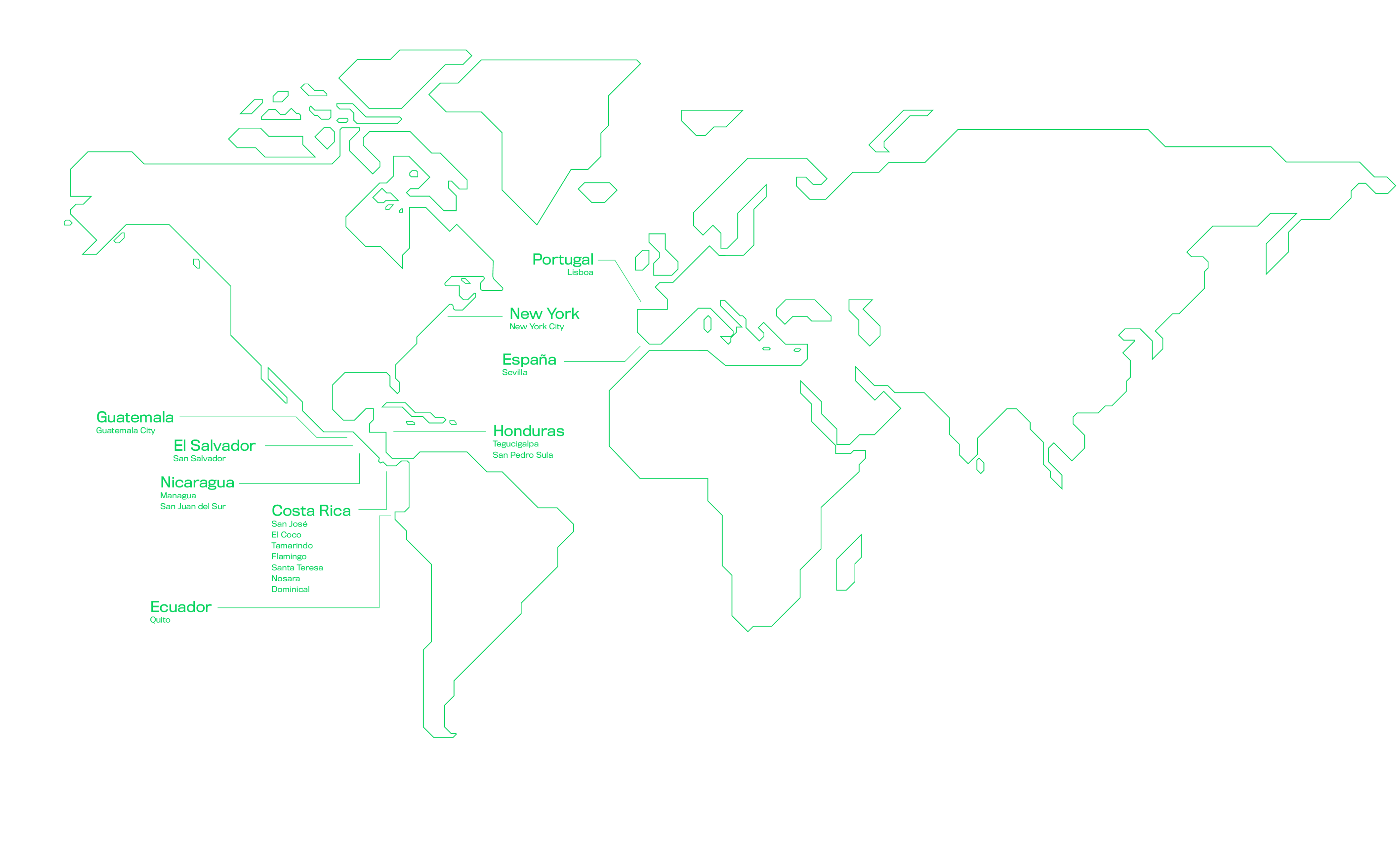 12 locations on the American continent